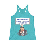 Wash Your Filthy Asses America Nick Di Paolo Show Women's Raserback Tank