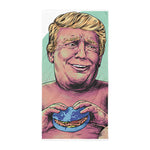 President Donald Trump Eating a World Burger Funny Political Beach Towel