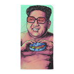 Kim Jong-Un Eating a World Burger Funny Political Humor Beach Towel