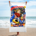 USSF Space Force Trump and Pence In Space Comic Book Style Funny Political Beach Towel