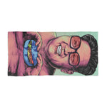 Kim Jong-Un Eating a World Burger Funny Political Humor Beach Towel